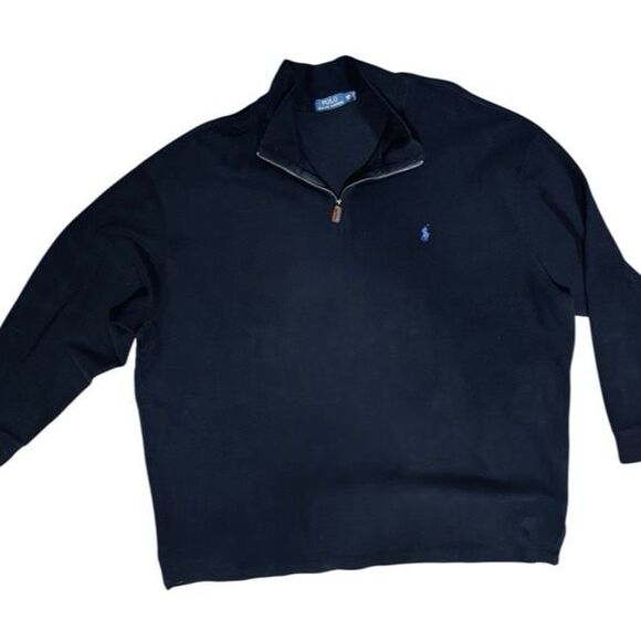 Polo by Ralph Lauren Other - Polo Ralph Lauren Black Quarter Zip Sweater 4XB Big Tall Blue Pony Logo